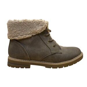 Sonoma Women’s Gray Faux Fur Collar Comfortable Lace-Up Ankle Boots Size 8M